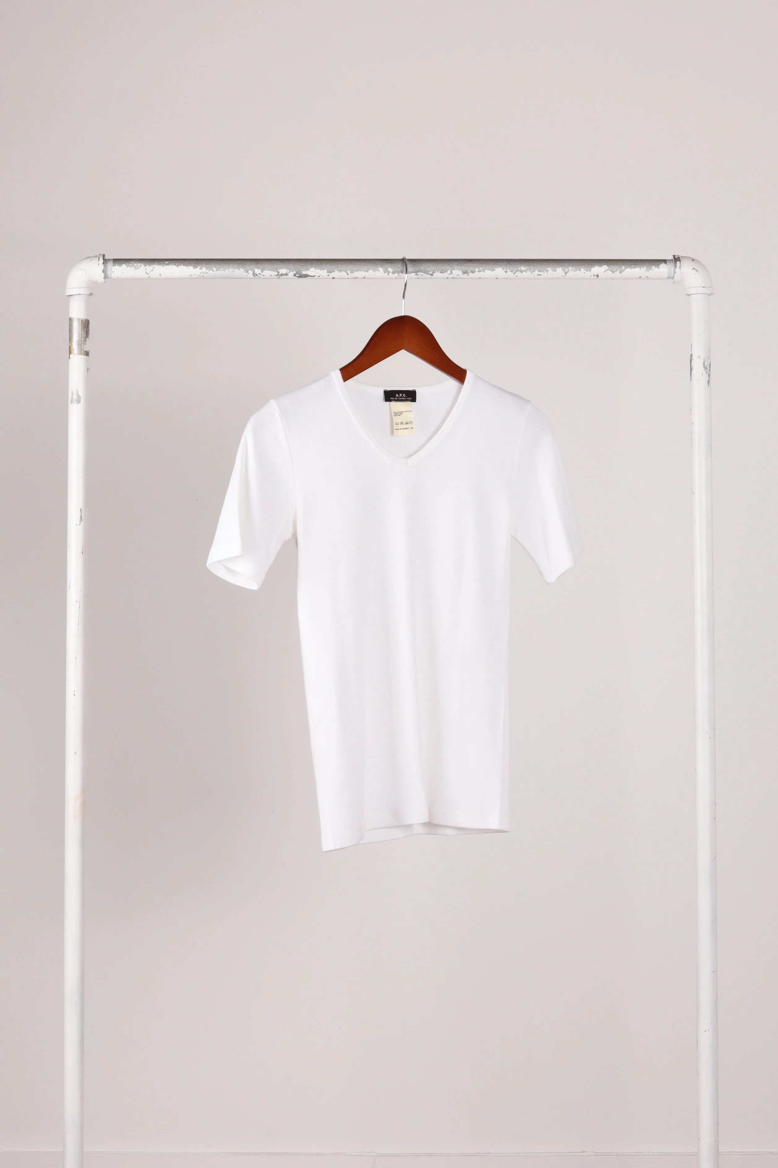 90's APC Women's 'V-Neck Cotton Jersey' Shirt