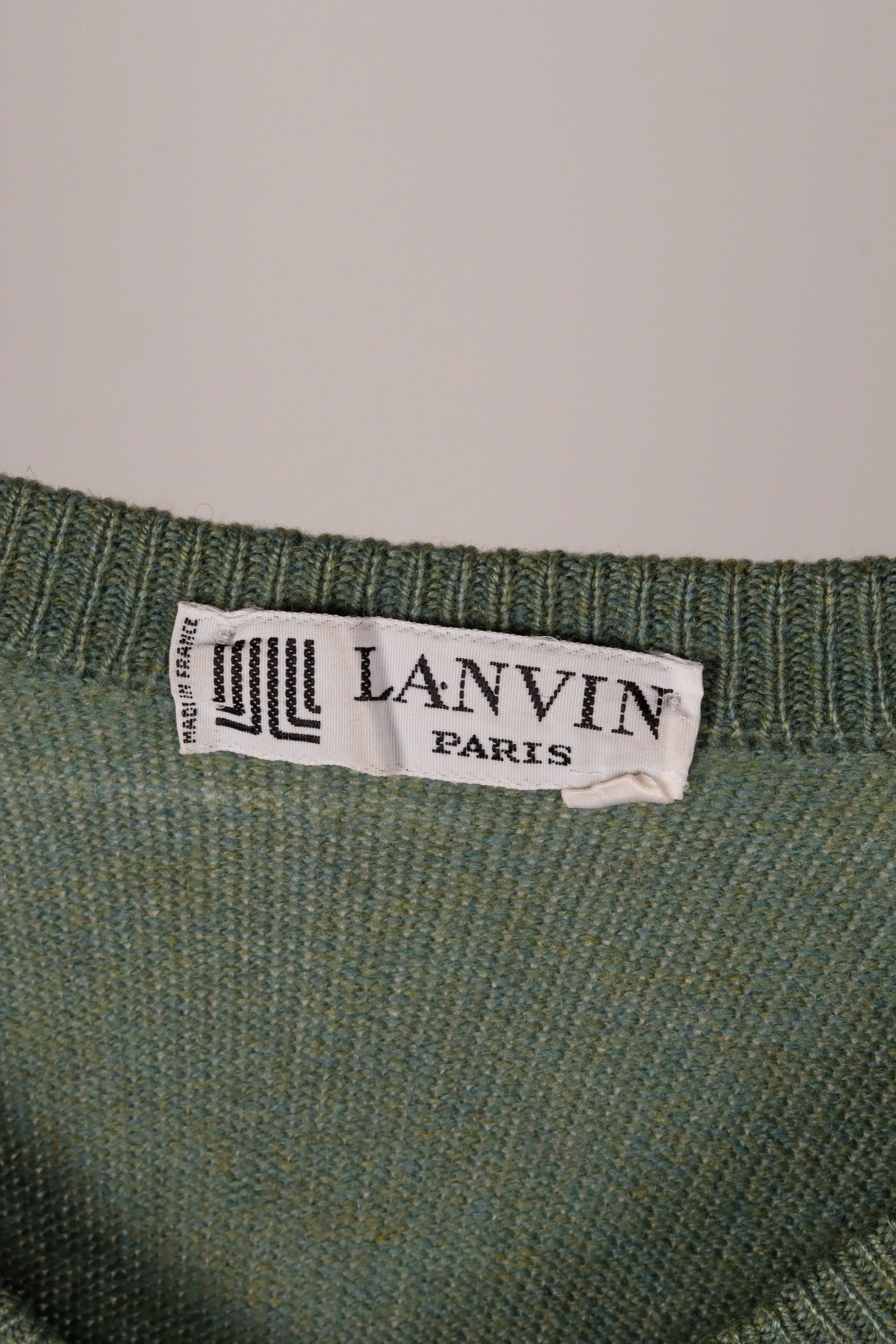 90's Lanvin 'Argyle V-Neck' Sweater Green