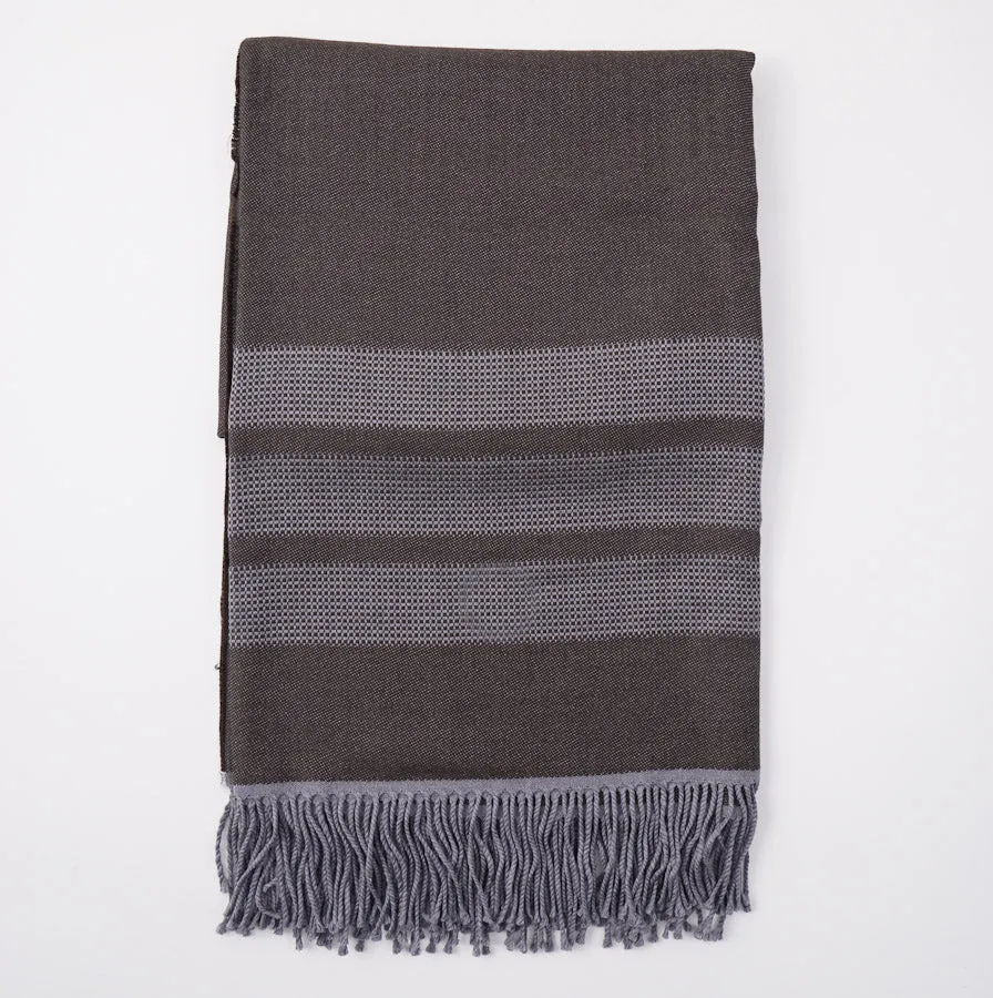 Battisti Brown Birdseye Wool Throw Blanket