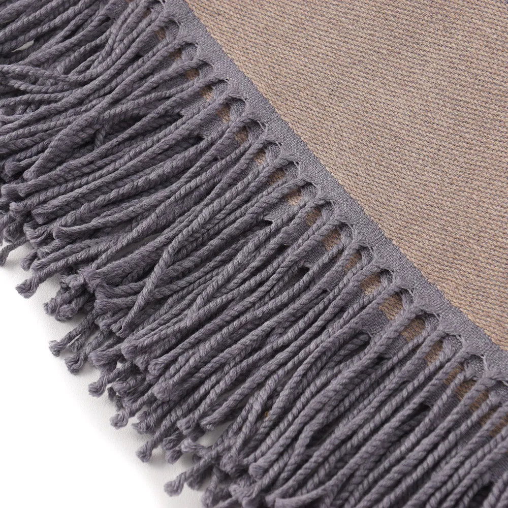 Battisti Tan and Gray Birdseye Wool Throw Blanket
