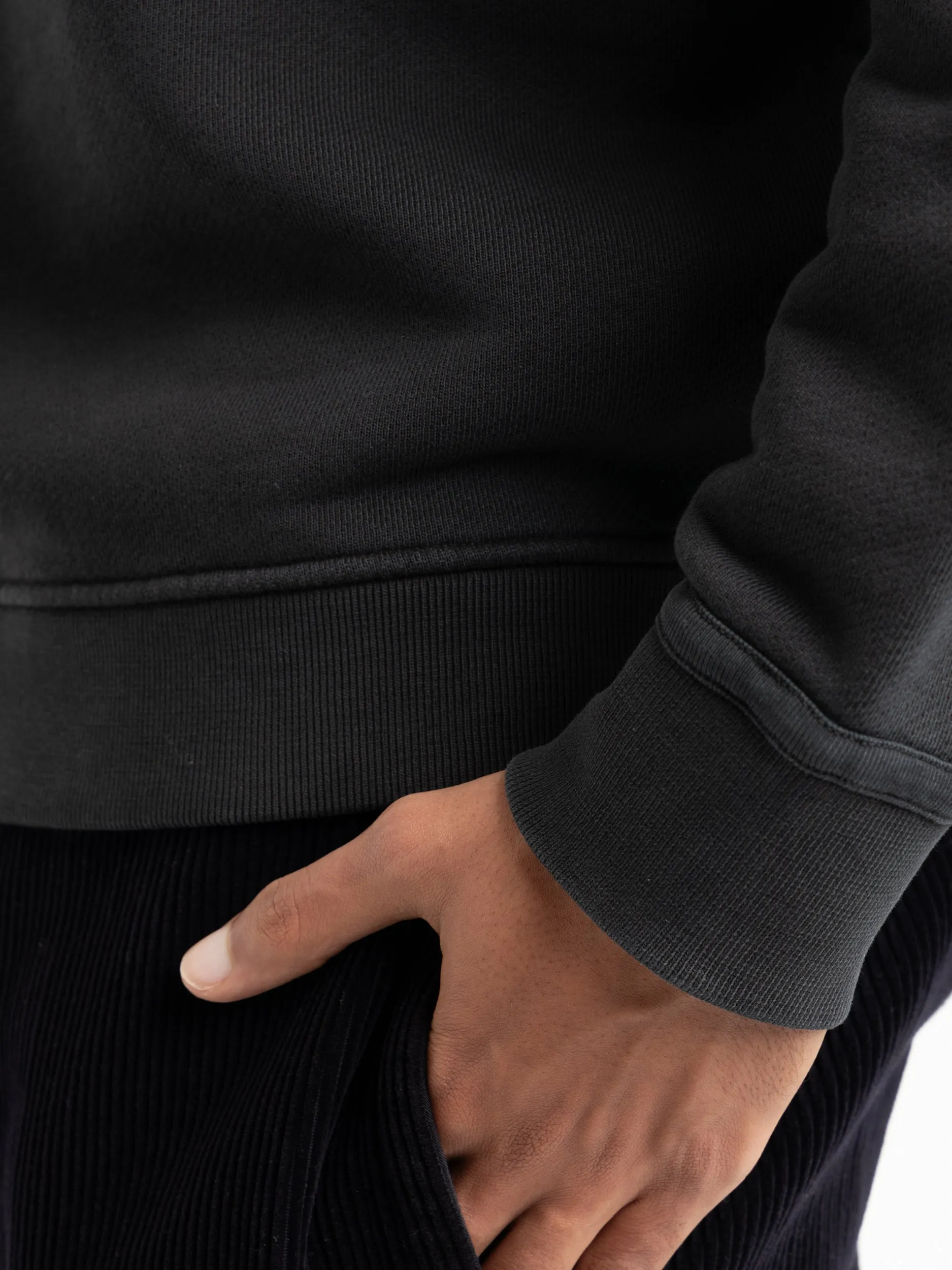 Black Heavy Cotton Jersey Sweatshirt