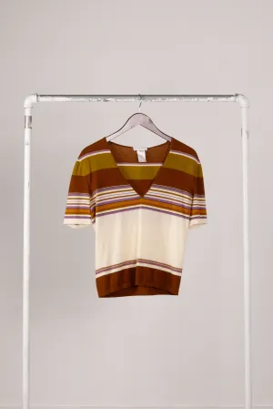 Celine SS01 Women's 'Cashmere Striped V-Neck' Shirt (2001)