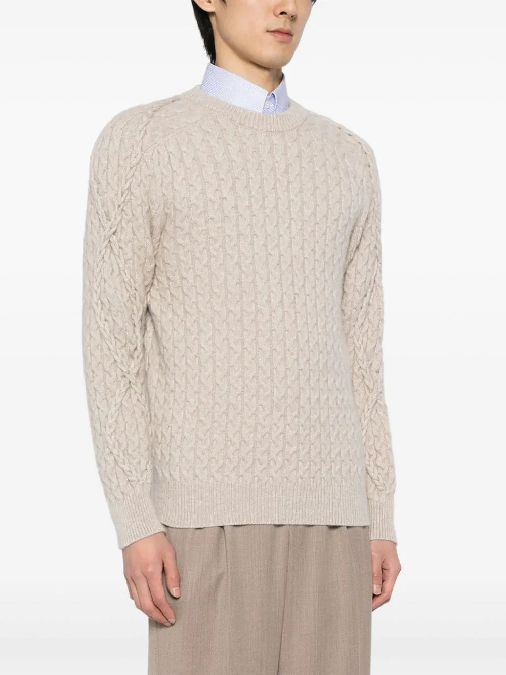 Crew-Neck Cable-Knit Jumper