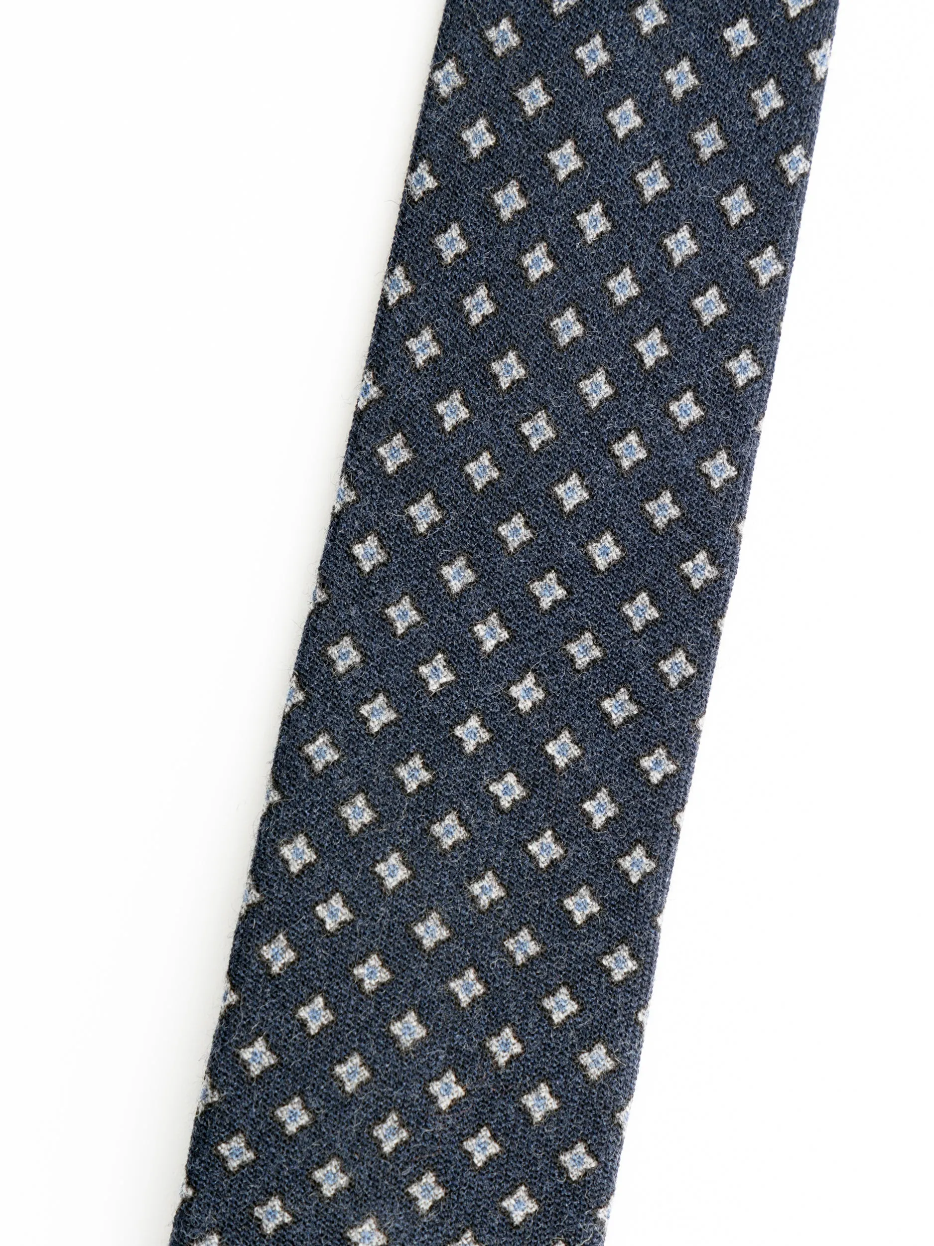 Dark Blue Wool Floral Tie