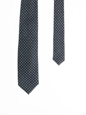 Dark Blue Wool Floral Tie