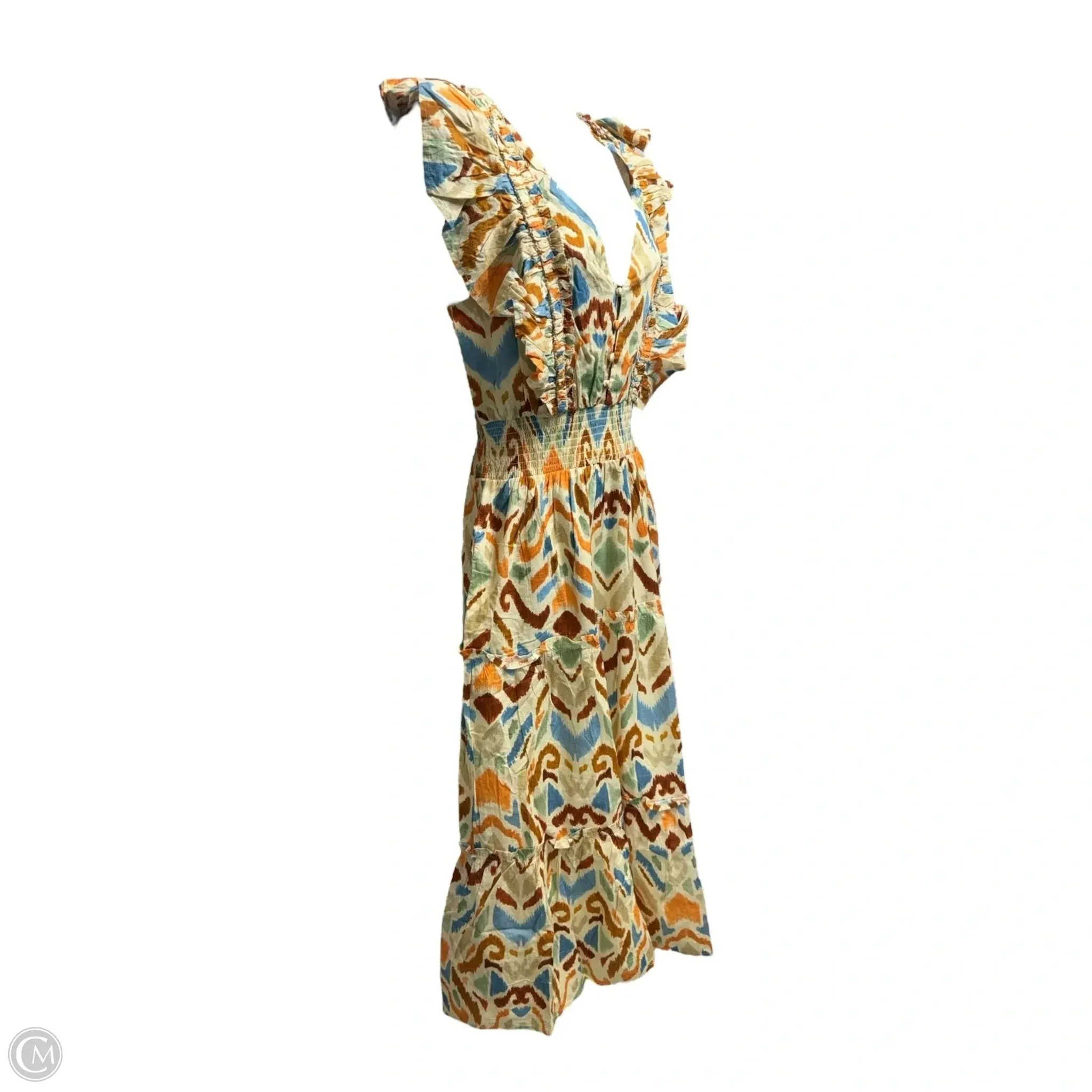Ellie Midi Dress By Allison In Ivory Ikat. Size: S