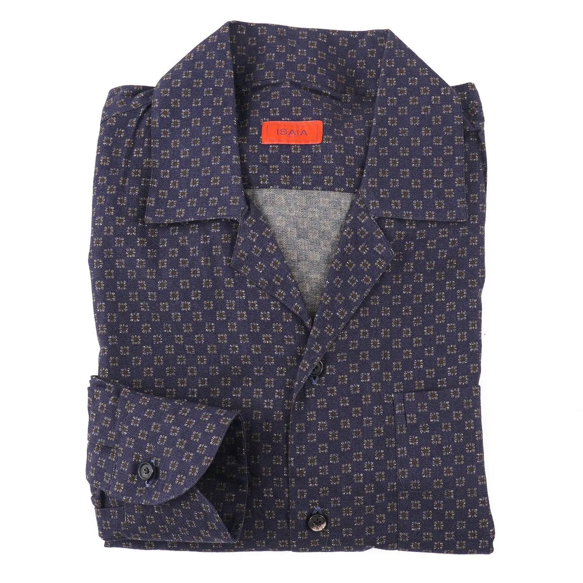 Isaia Flannel Shirt with Camp Collar