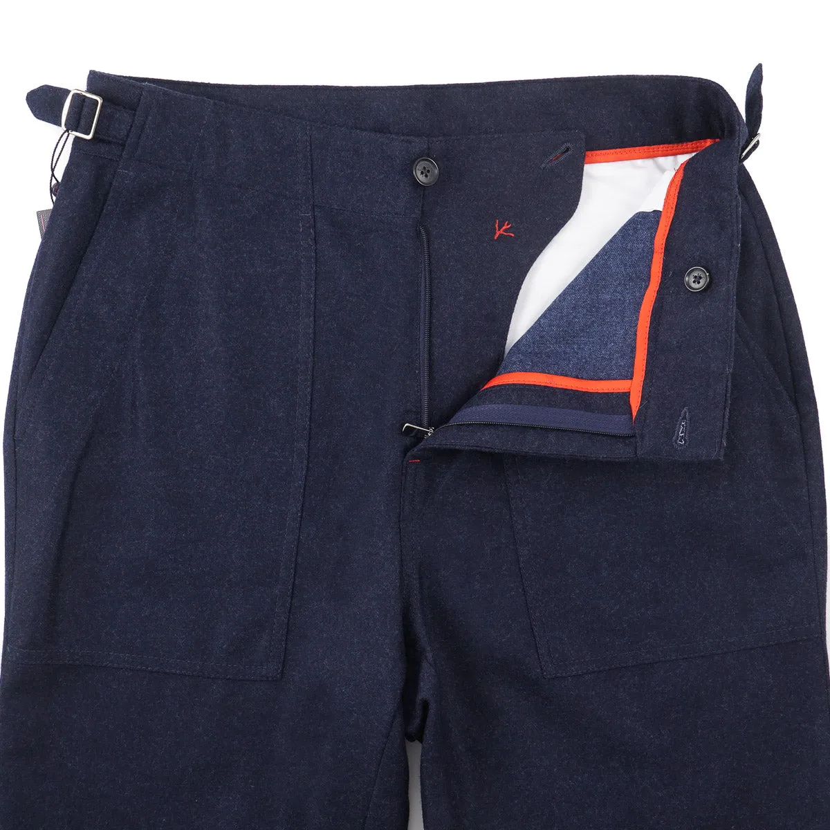 Isaia Flannel Wool Military Pants