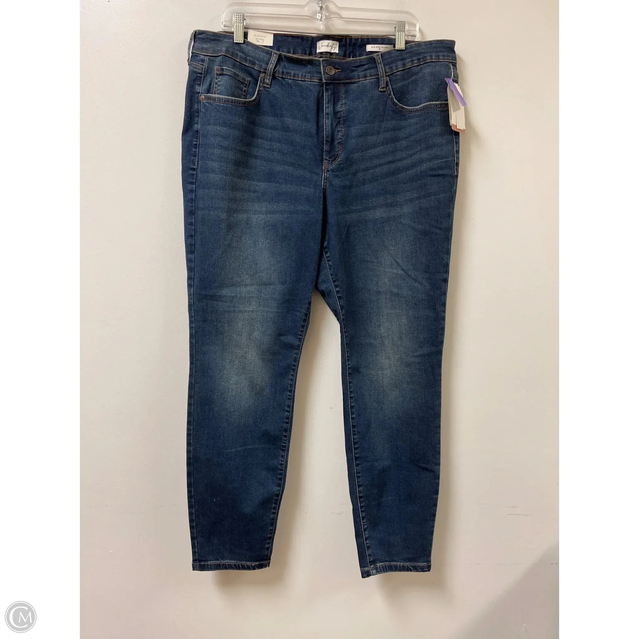 Jeans Skinny By Wonderly In Blue Denim. Size: 18