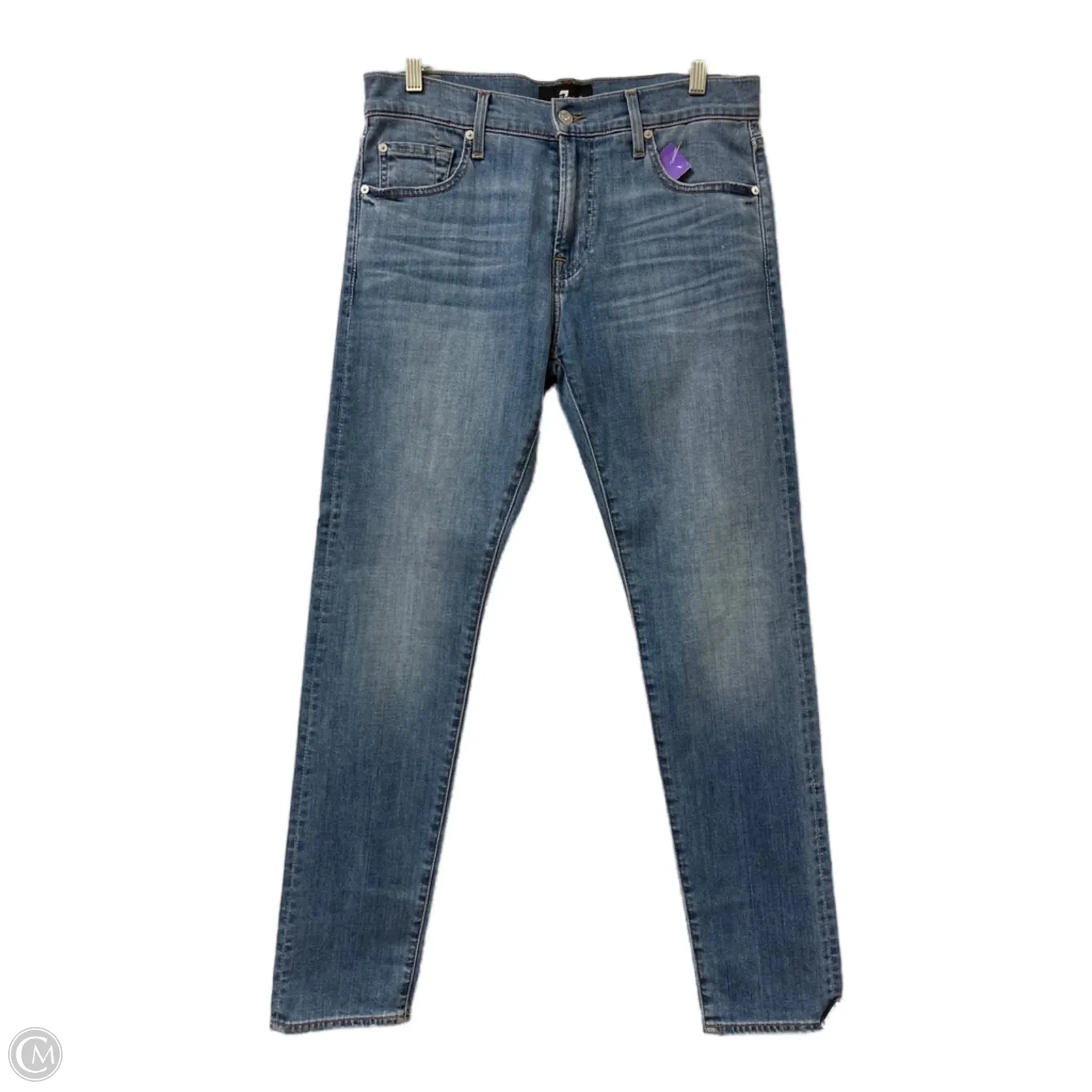 Jeans Straight By 7 For All Mankind In Blue Denim. Size: 14