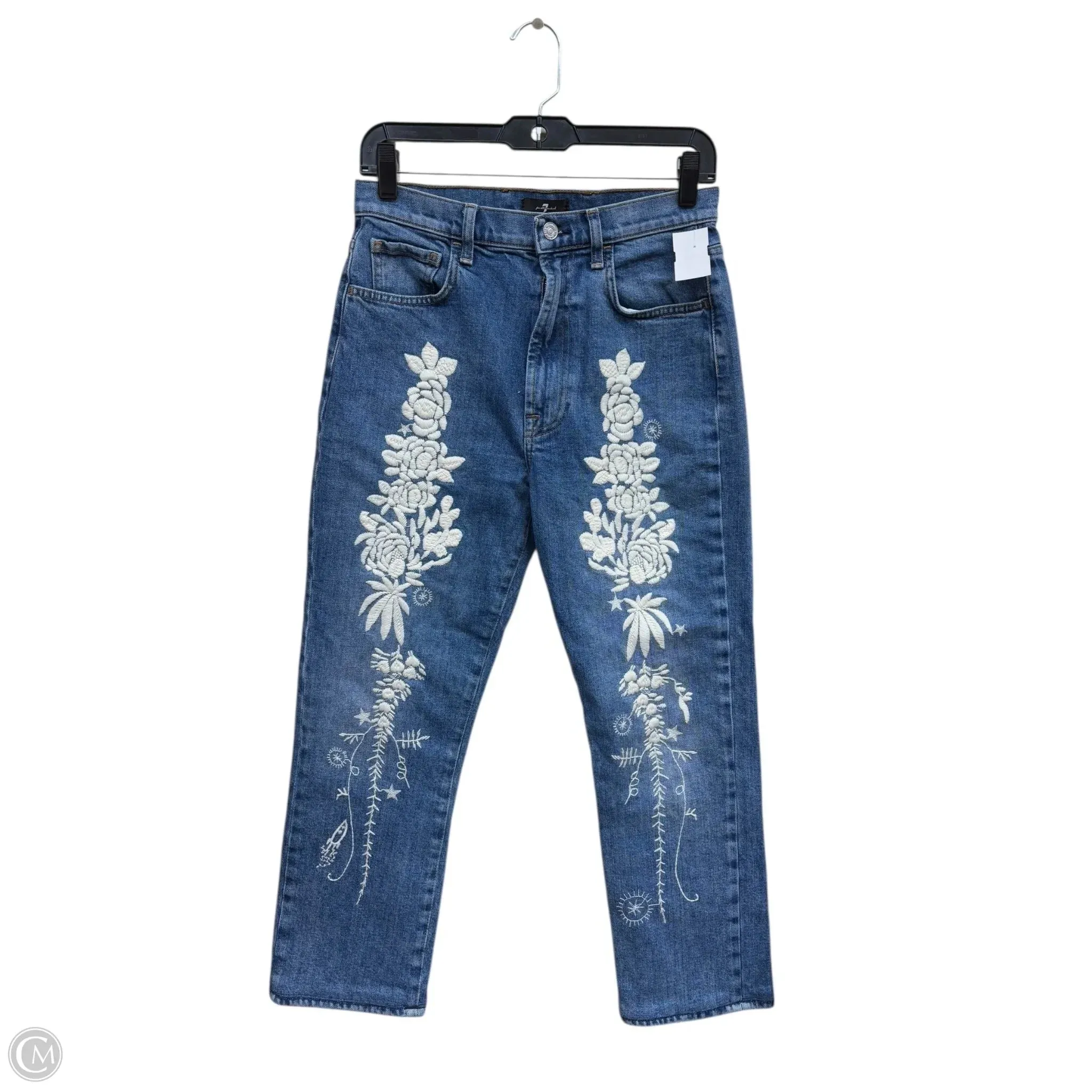 Jeans Straight By 7 For All Mankind In Blue Denim. Size: 4