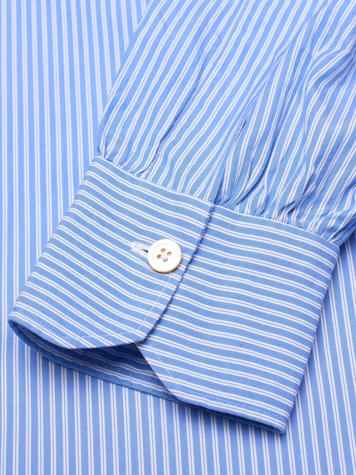 KITON Bespoke Handmade Blue Striped Cotton Button-Down Dress Shirt EU 39 US 15.5