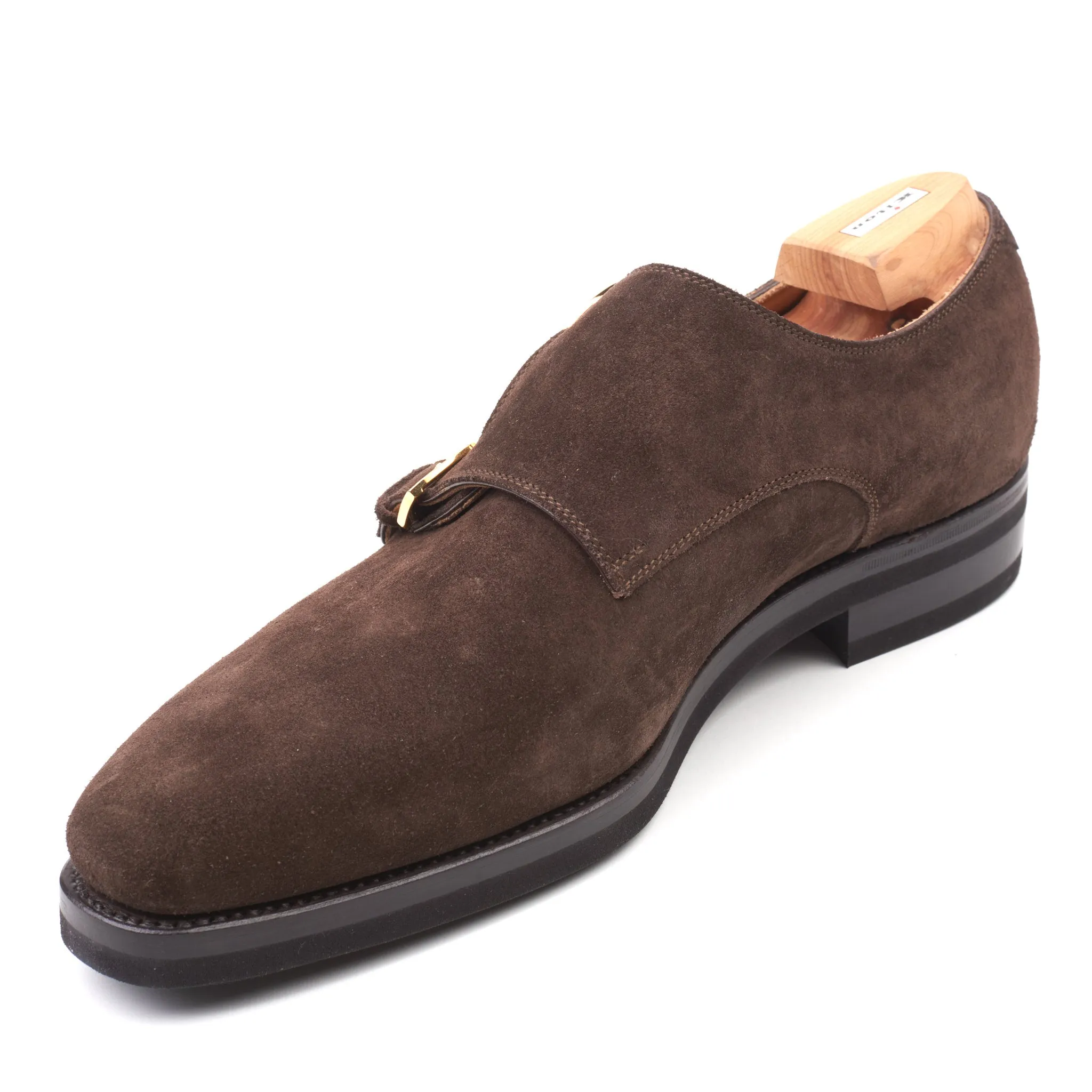 KITON Brown Suede Leather Double Monk Shoes US 10.5 NEW with Box