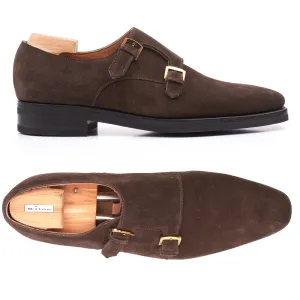 KITON Brown Suede Leather Double Monk Shoes US 10.5 NEW with Box