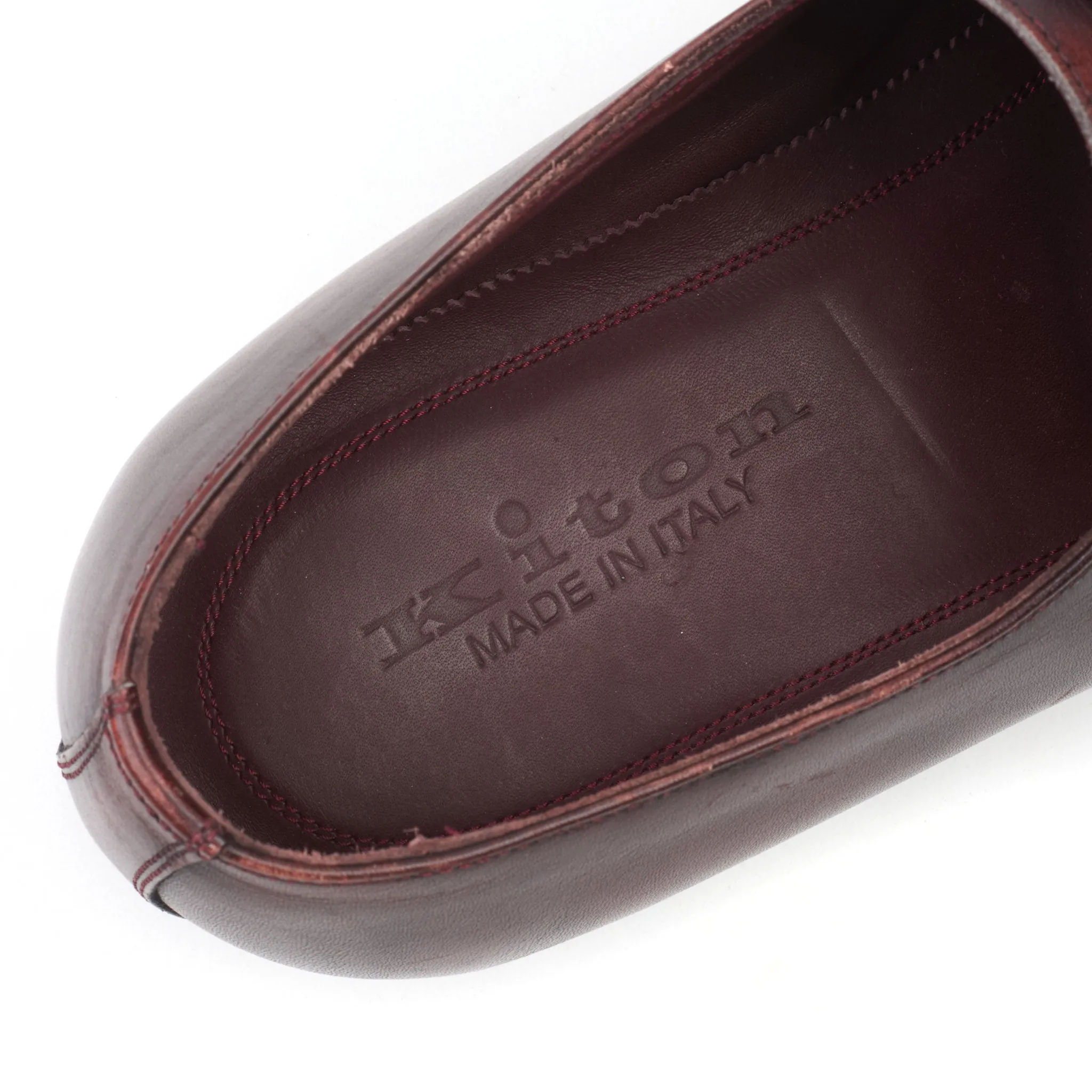KITON Handmade Oxblood Calfskin Leather Single Monk Dress Shoes US 9 Box