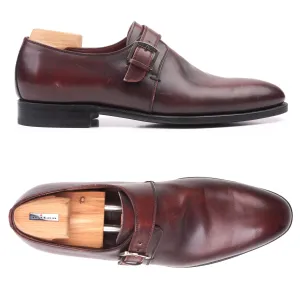 KITON Handmade Oxblood Calfskin Leather Single Monk Dress Shoes US 9 Box