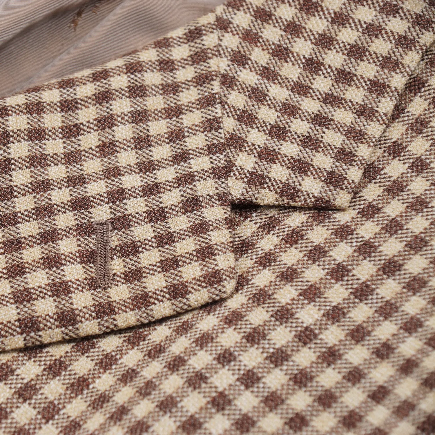 Kiton Layered Check Cashmere-Linen-Silk Sport Coat