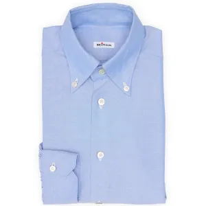 KITON Napoli Handmade Blue Cotton Button-Down Dress Shirt EU 38 NEW US 15