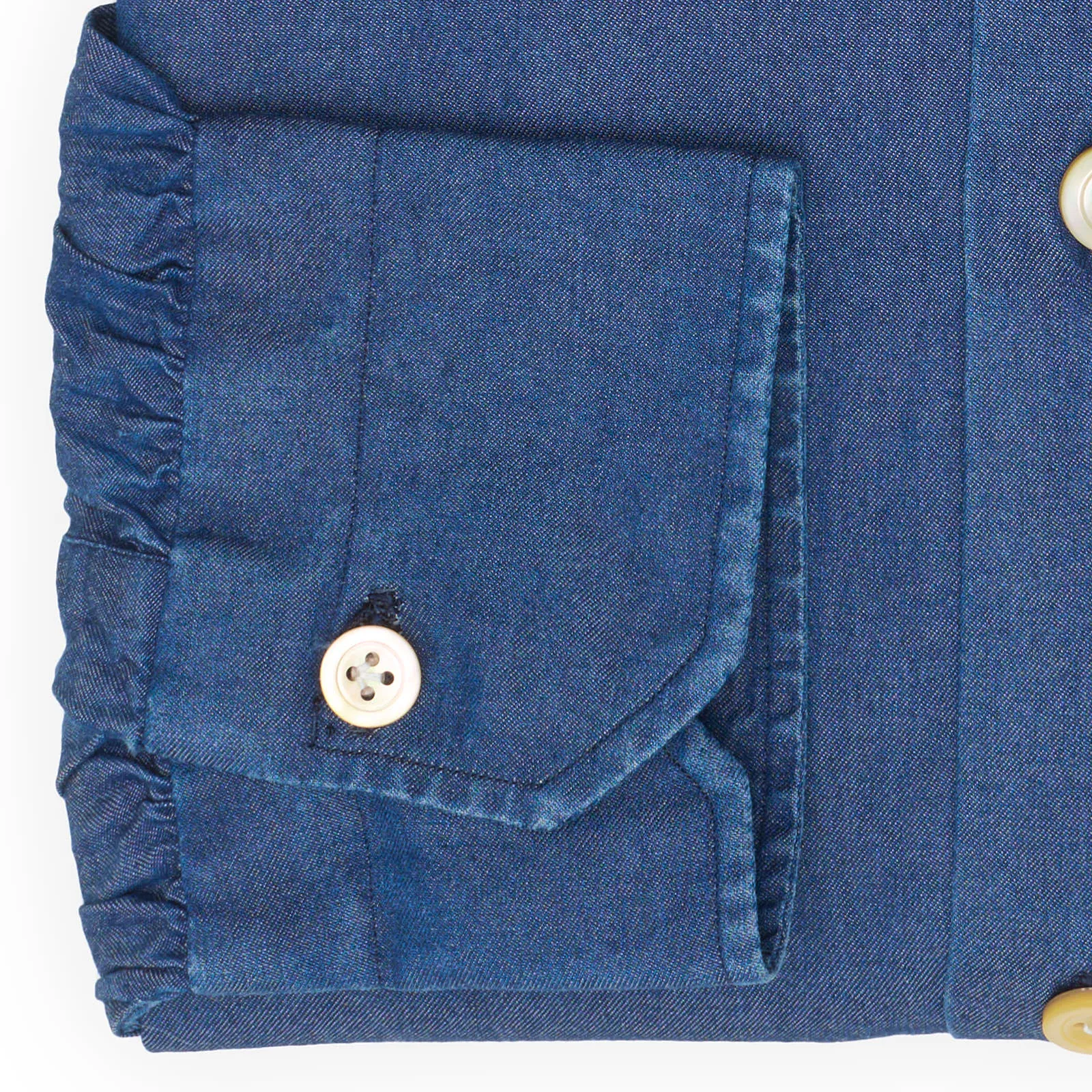 KITON Napoli Handmade Blue Denim Cotton Button-Down Shirt EU 39 NEW US 15.5