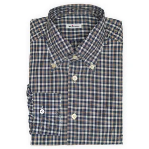 KITON Napoli Handmade Blue Plaid Cotton Button Down Shirt EU 40 NEW US 15.75