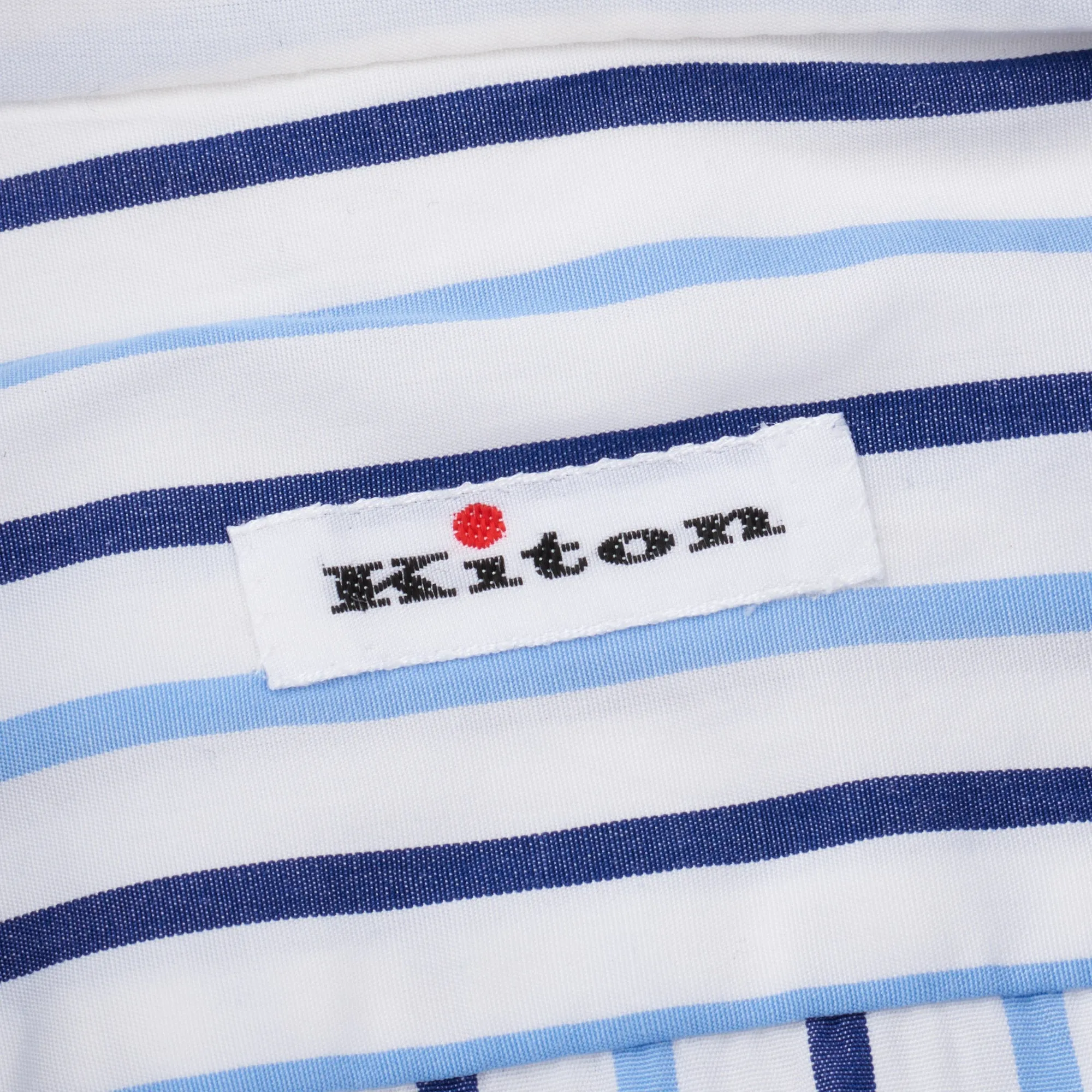 KITON Napoli Handmade Blue Striped Cotton Button-Down Dress Shirt EU 39 NEW US 15.5