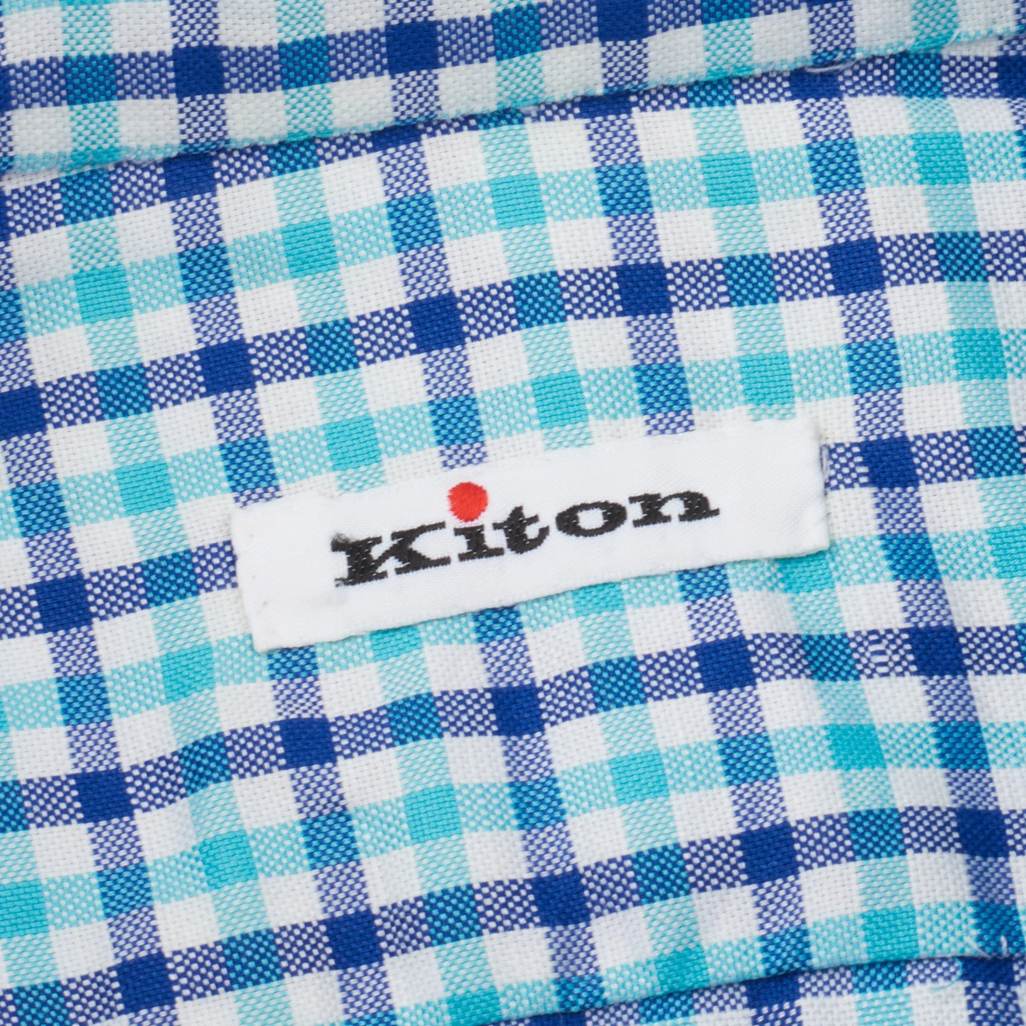 KITON Napoli Handmade Gingham Checked Cotton Button-Down Dress Shirt EU 39 NEW US 15.5