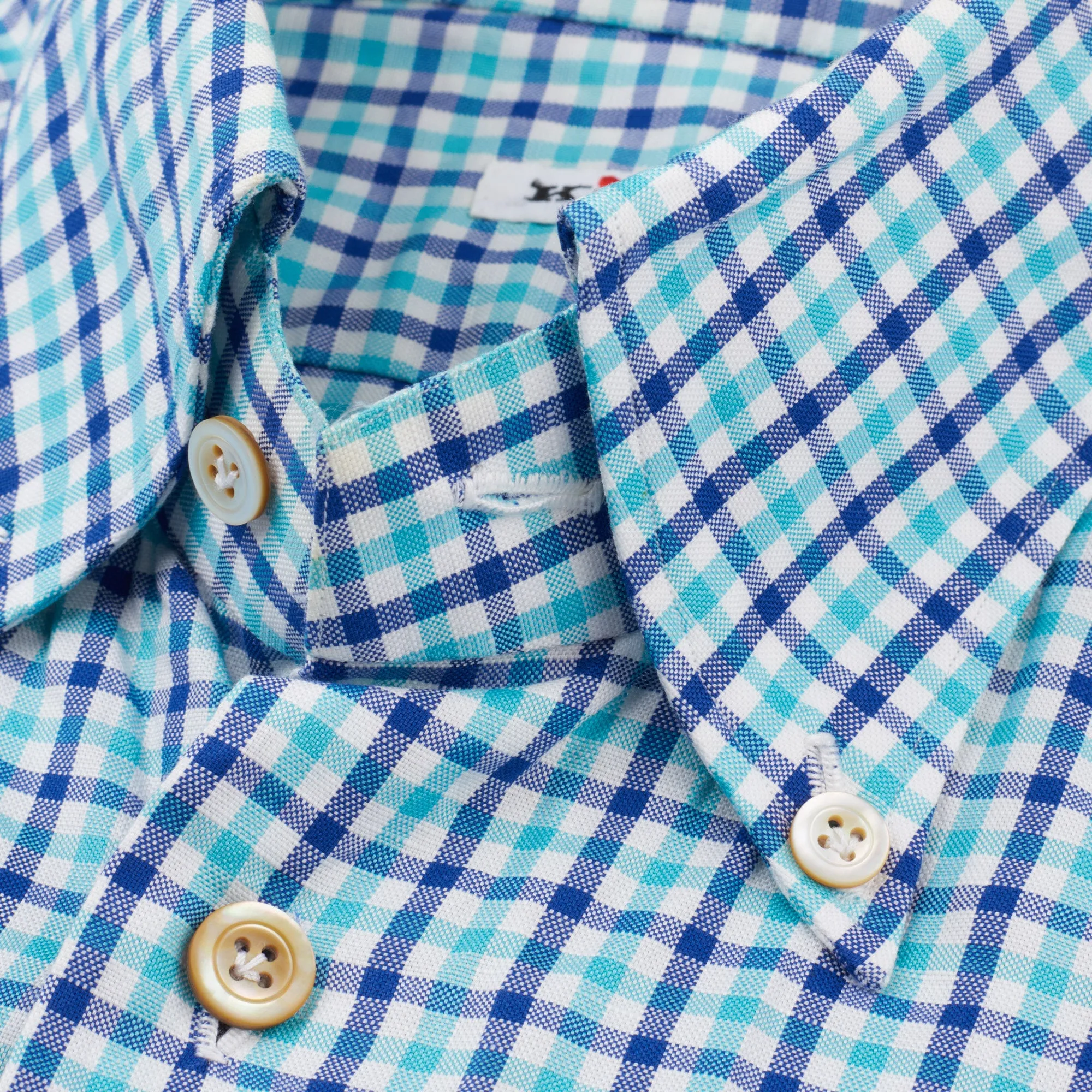 KITON Napoli Handmade Gingham Checked Cotton Button-Down Dress Shirt EU 39 NEW US 15.5