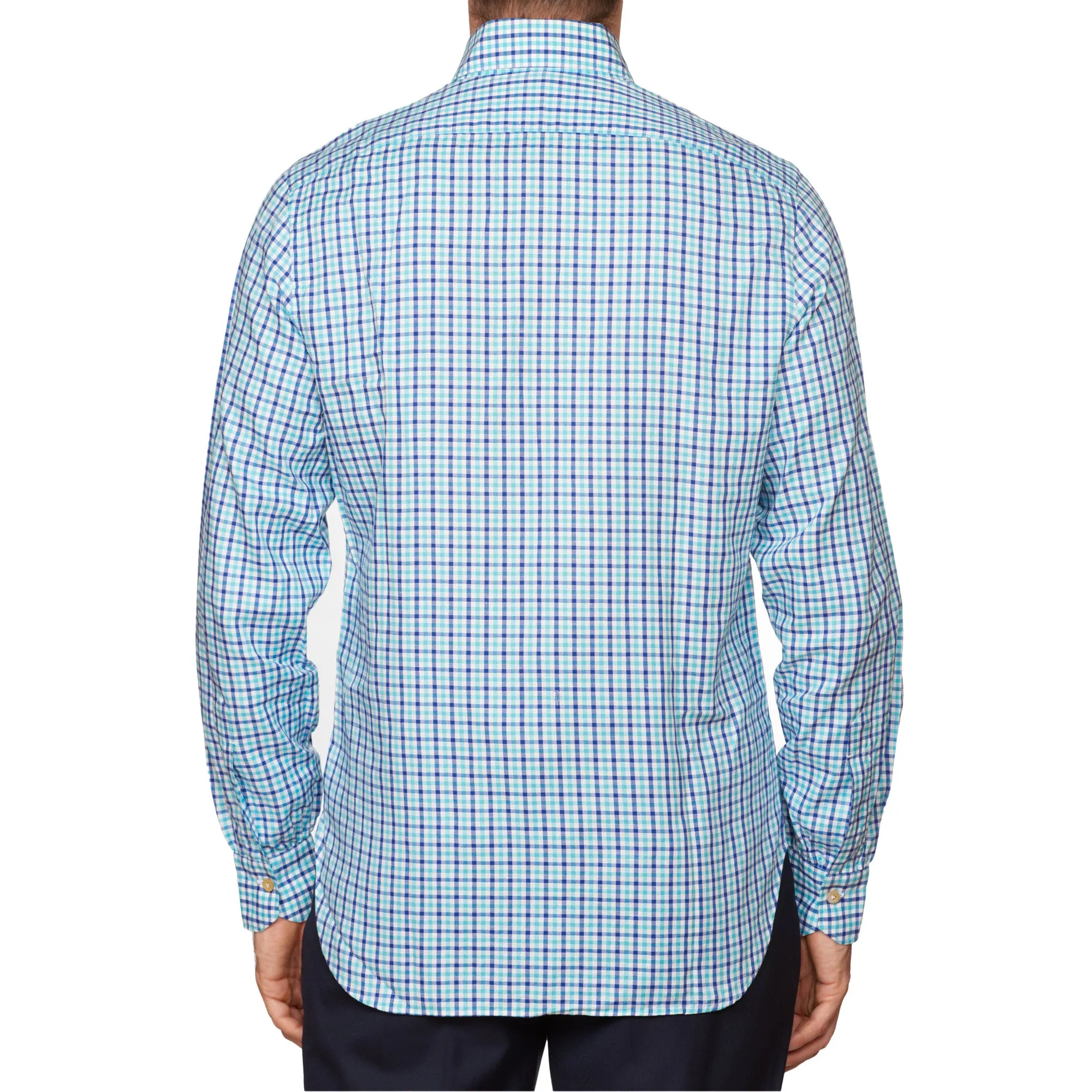 KITON Napoli Handmade Gingham Checked Cotton Button-Down Dress Shirt EU 39 NEW US 15.5