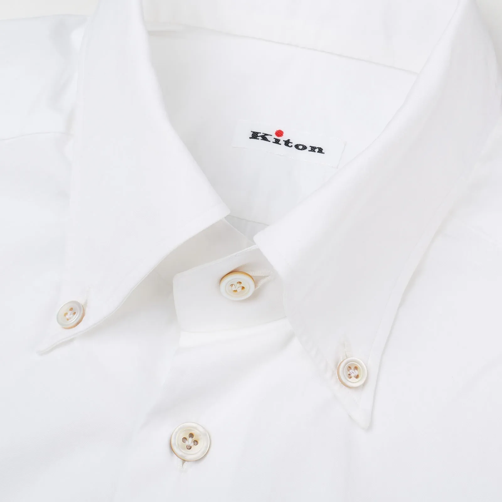 KITON Napoli Handmade White Cotton Poplin Button-Down Shirt 39 NEW US 15.5