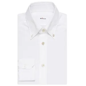 KITON Napoli Handmade White Cotton Poplin Button-Down Shirt 39 NEW US 15.5