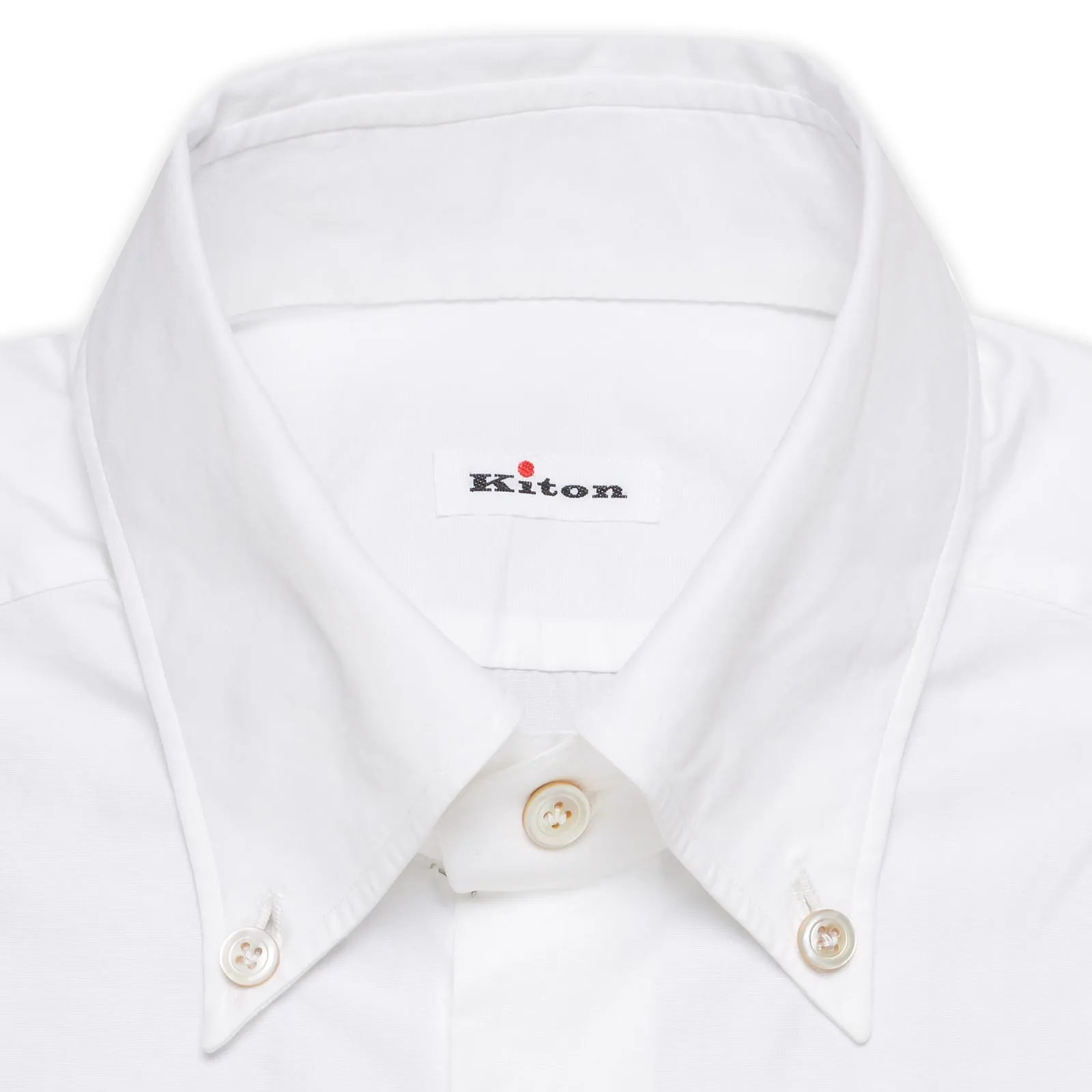 KITON Napoli Handmade White Cotton Poplin Button-Down Shirt 39 NEW US 15.5