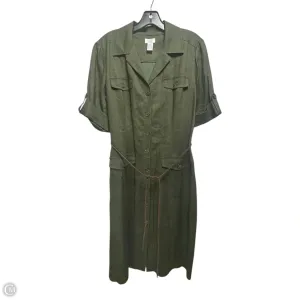 Linen Dress Casual Midi By address Maggy In Green. Size: 12