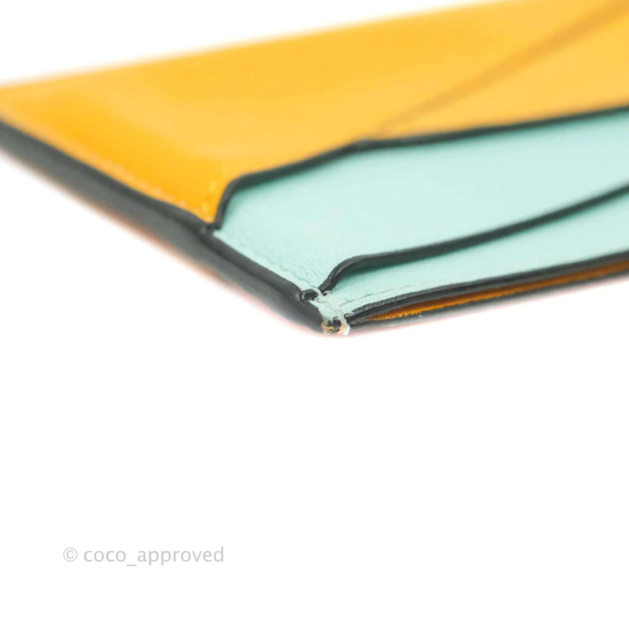 Loewe Puzzle Plain Card Holder Mint/Mustard/Pink/Tan Calfskin