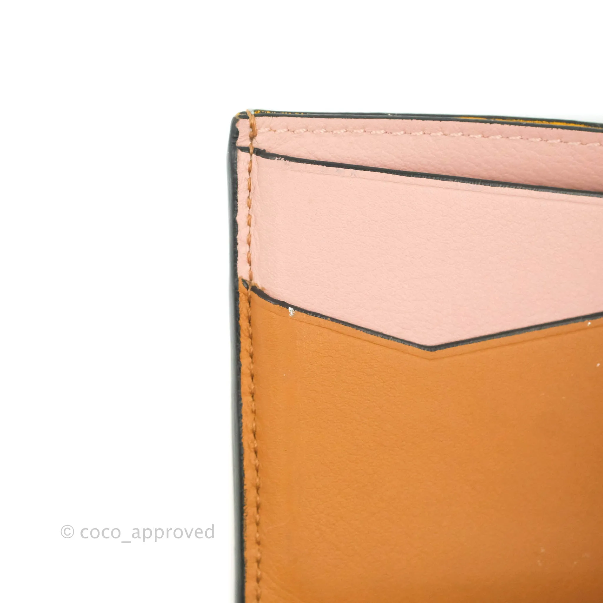 Loewe Puzzle Plain Card Holder Mint/Mustard/Pink/Tan Calfskin