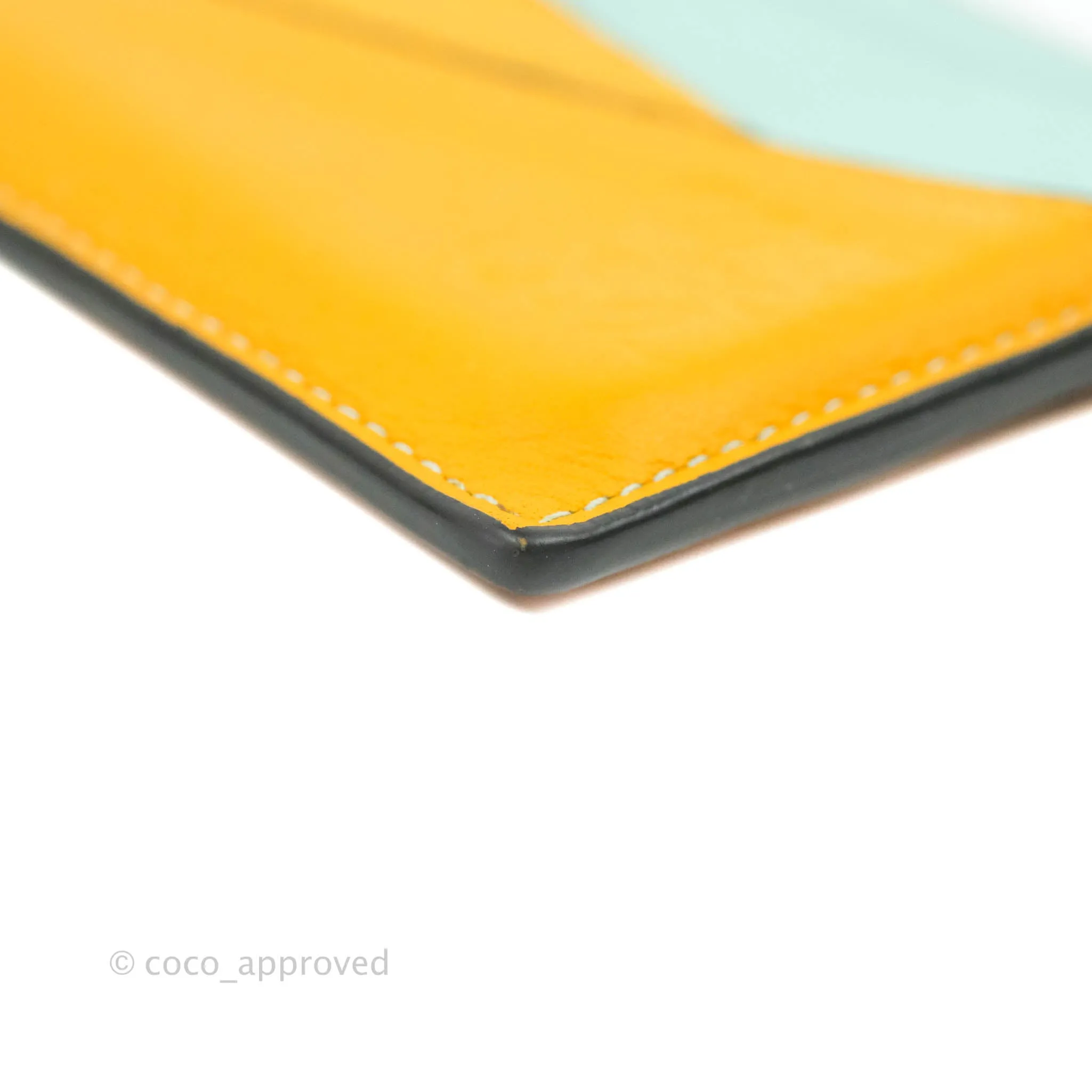 Loewe Puzzle Plain Card Holder Mint/Mustard/Pink/Tan Calfskin