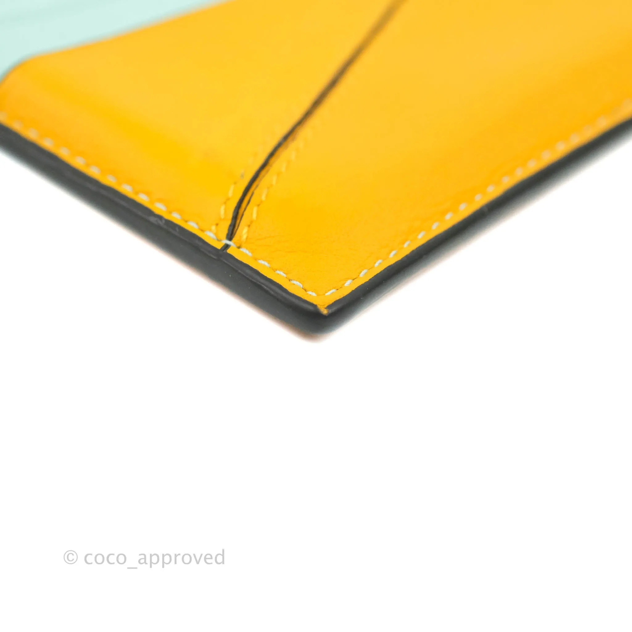 Loewe Puzzle Plain Card Holder Mint/Mustard/Pink/Tan Calfskin