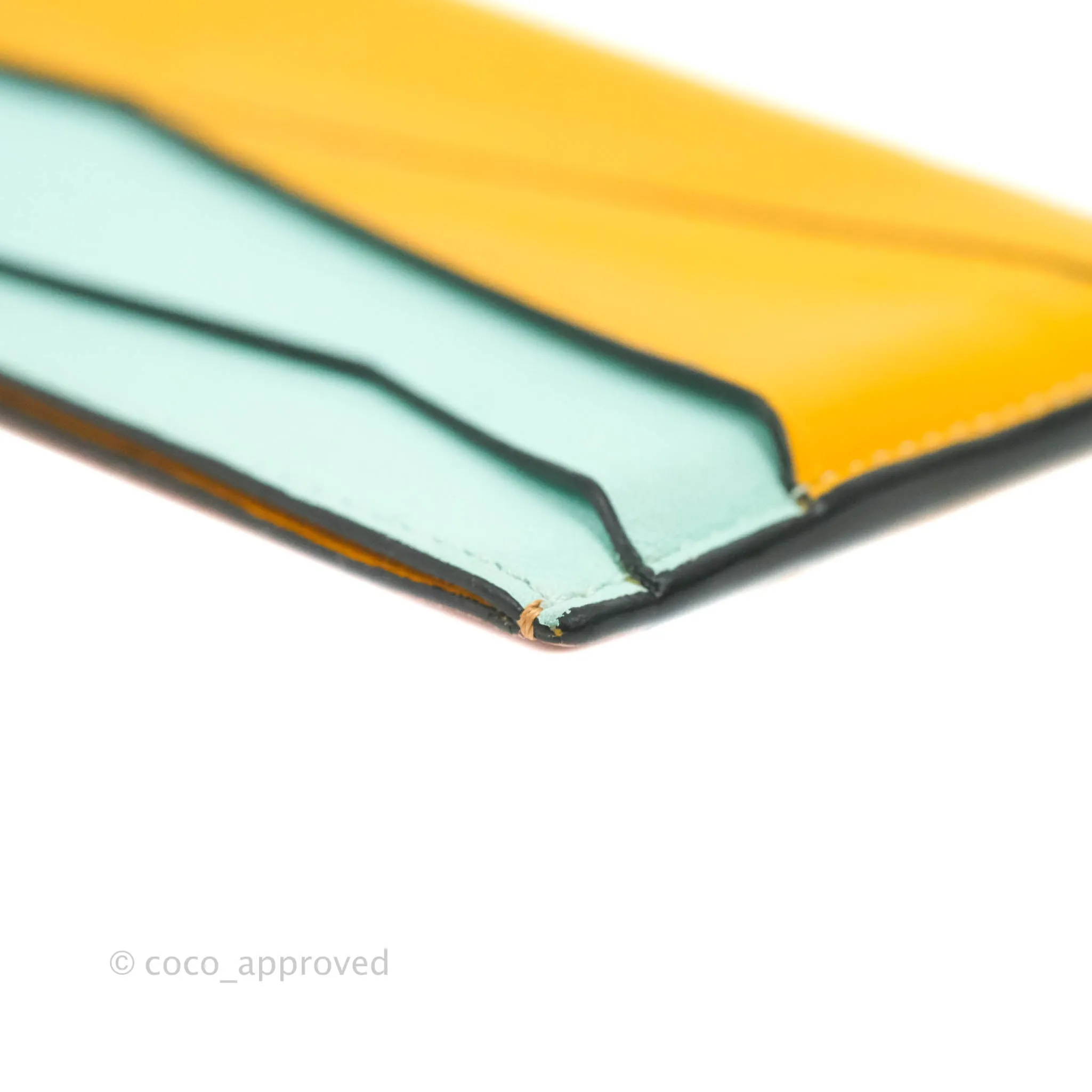Loewe Puzzle Plain Card Holder Mint/Mustard/Pink/Tan Calfskin