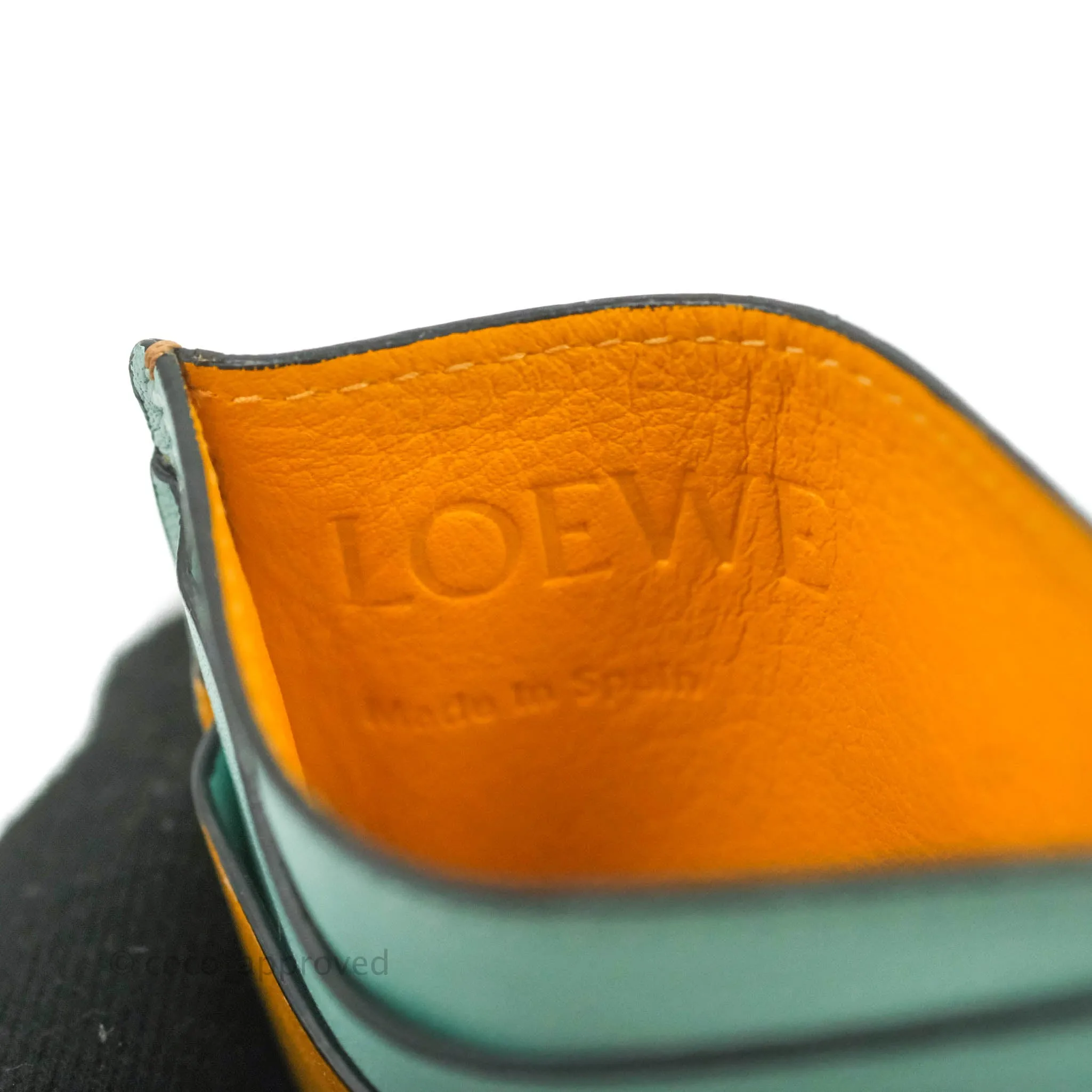 Loewe Puzzle Plain Card Holder Mint/Mustard/Pink/Tan Calfskin