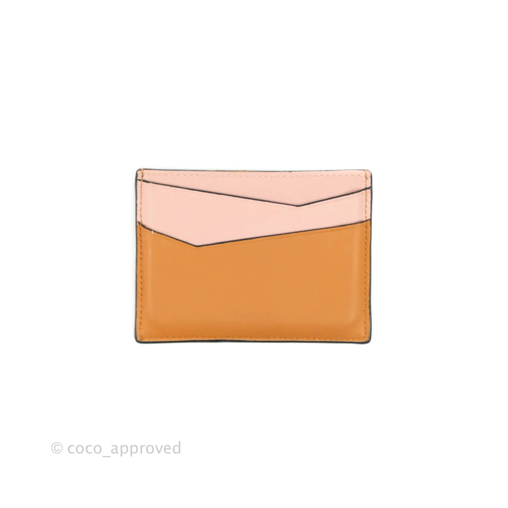 Loewe Puzzle Plain Card Holder Mint/Mustard/Pink/Tan Calfskin