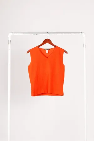 Loro Piana Women's 'Cashmere V-Neck' Sweater Top Orange