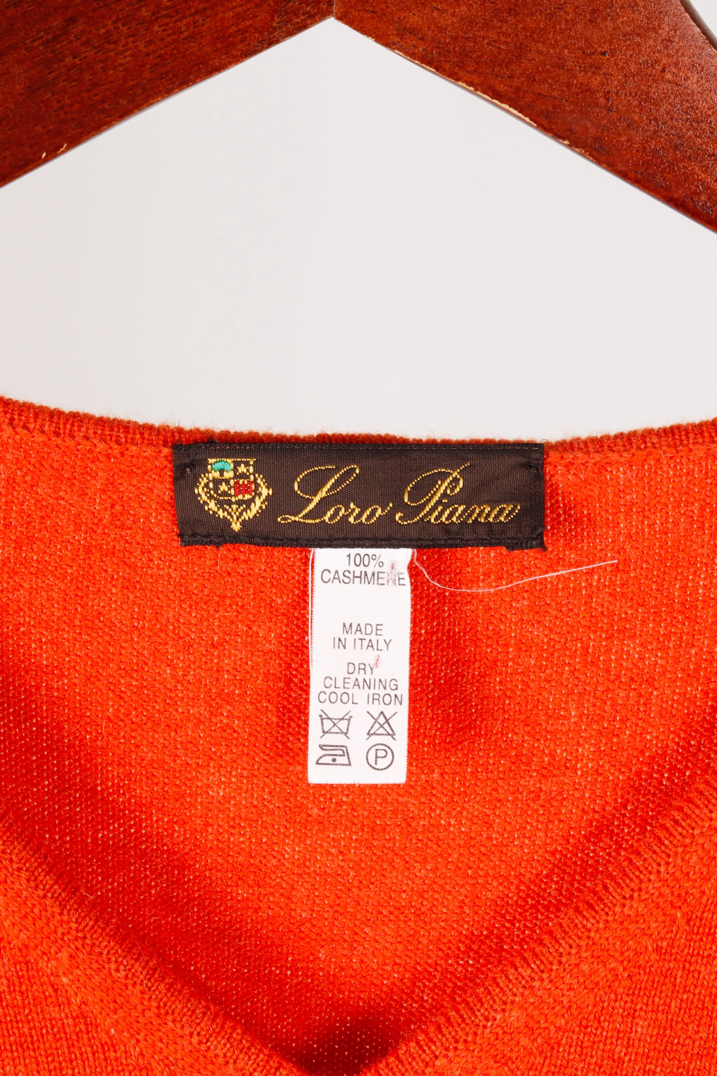 Loro Piana Women's 'Cashmere V-Neck' Sweater Top Orange