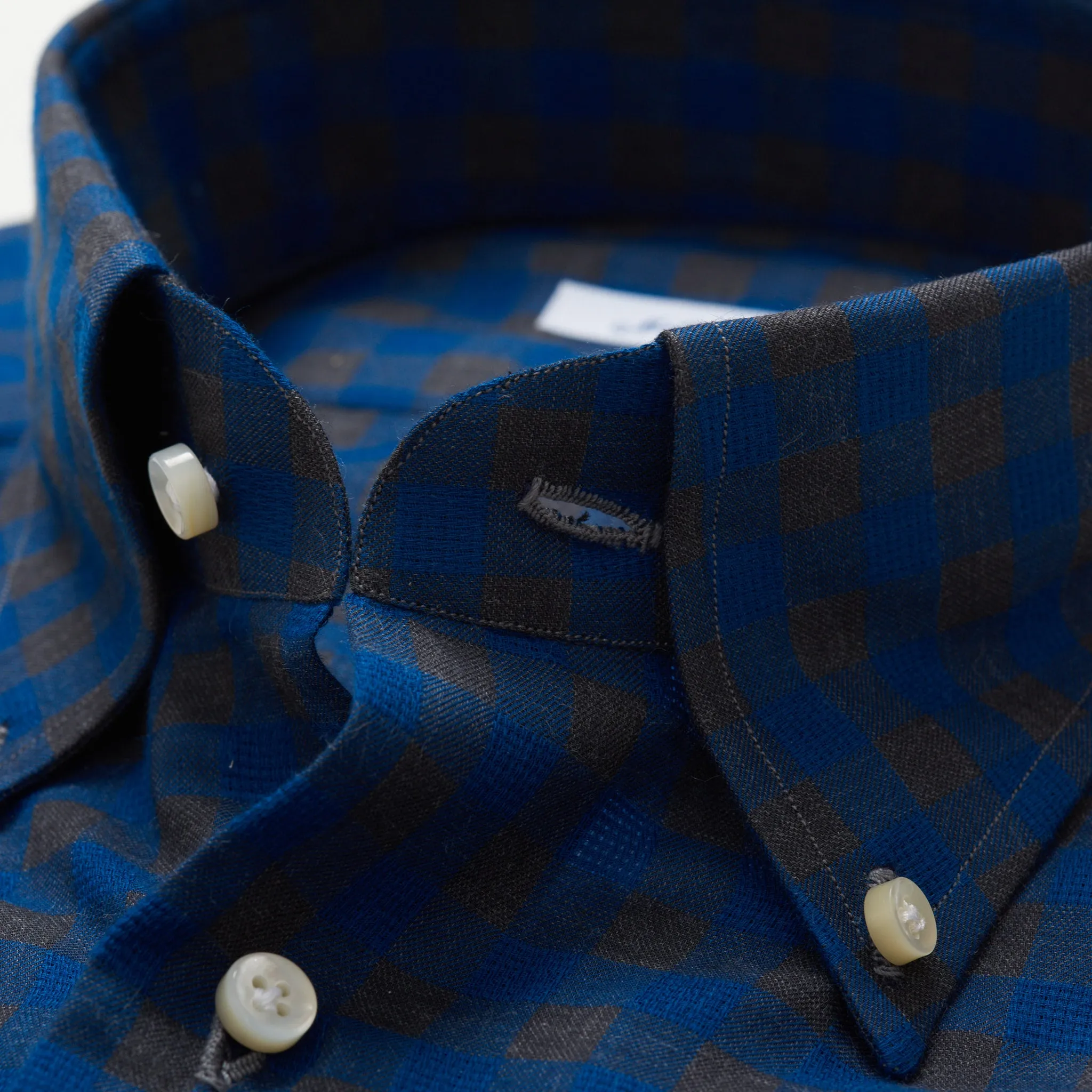 MATTABISCH by Kiton Handmade Blue-Gray Plaid Button-Down Dress Shirt 17 NEW 43