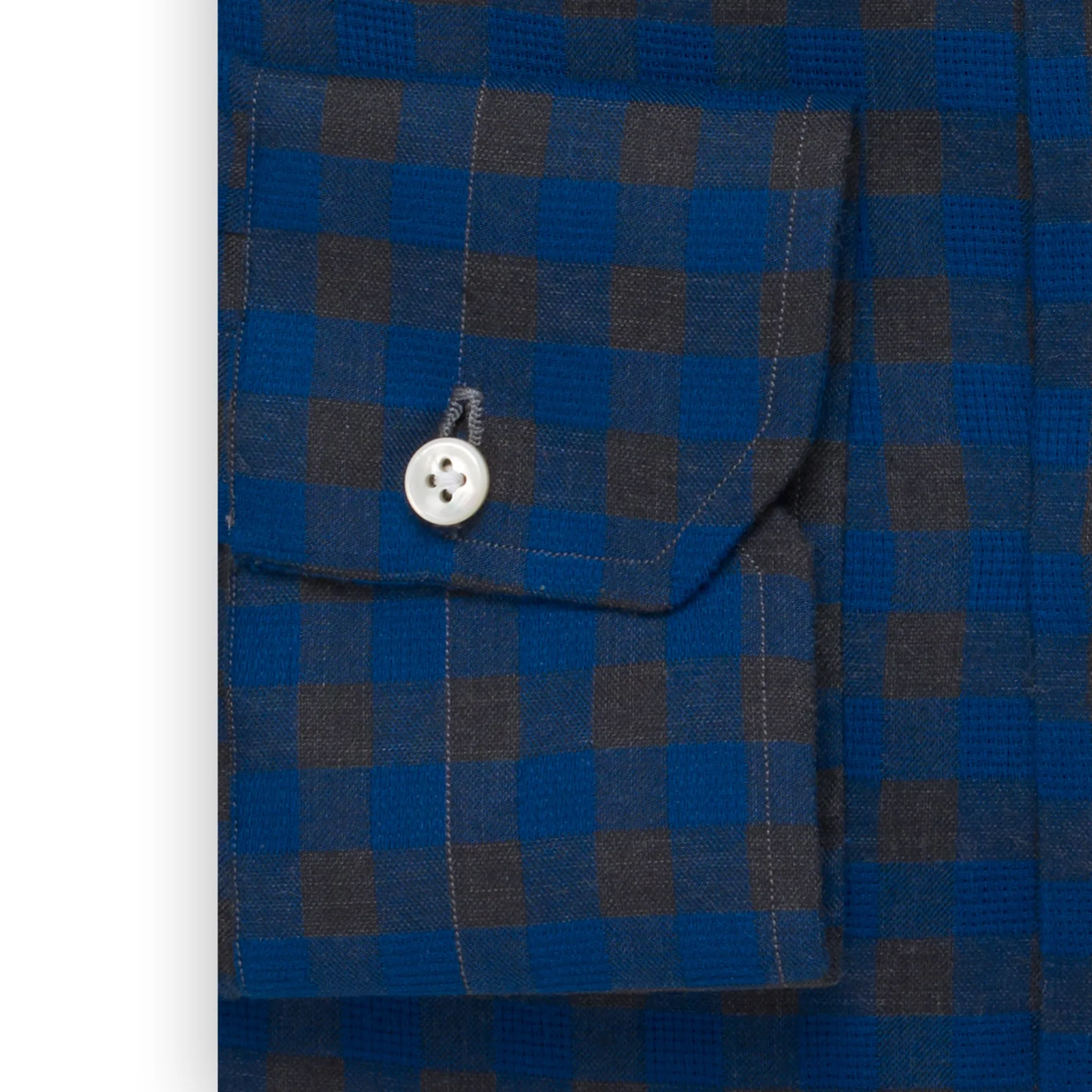 MATTABISCH by Kiton Handmade Blue-Gray Plaid Button-Down Dress Shirt 17 NEW 43