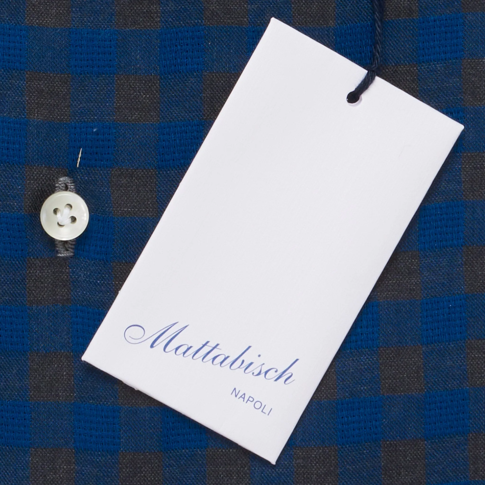 MATTABISCH by Kiton Handmade Blue-Gray Plaid Button-Down Dress Shirt 17 NEW 43
