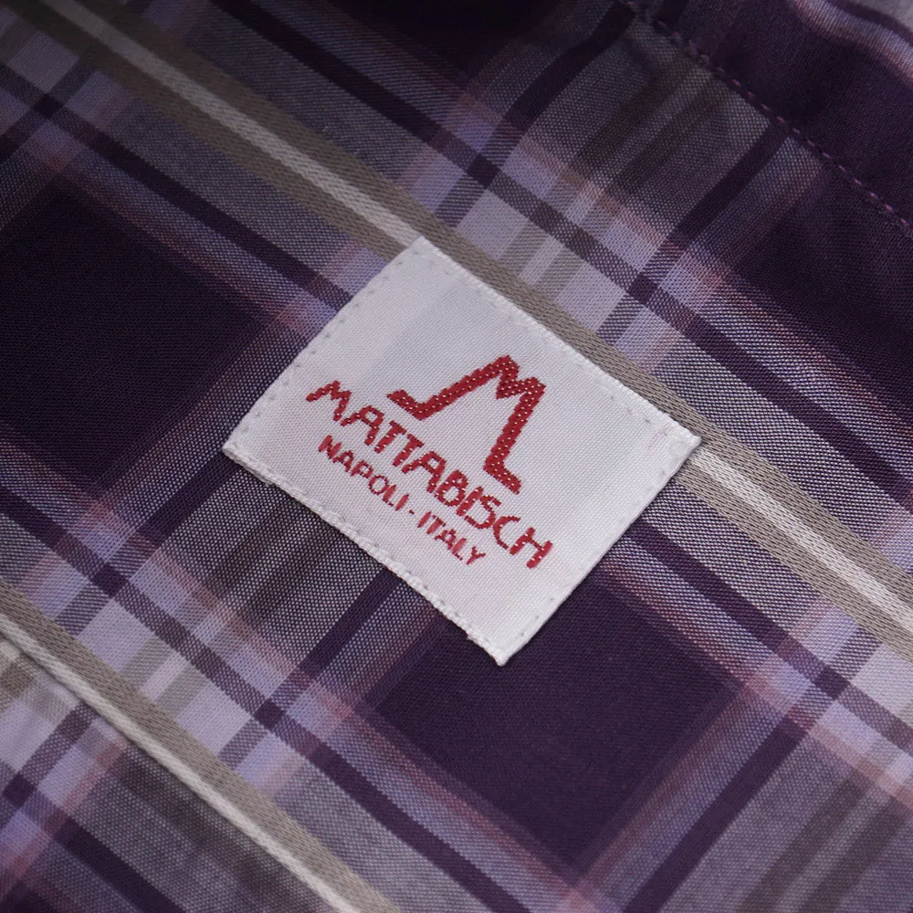Mattabisch Cotton Shirt in Plum Purple Check