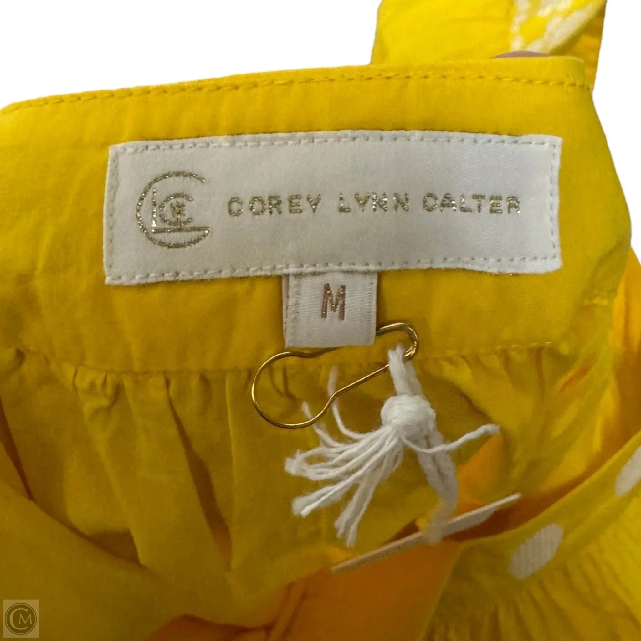 Miriam Cross Stitch Dress Casual Midi By Corey Lynn Calter In Yellow. Size: M