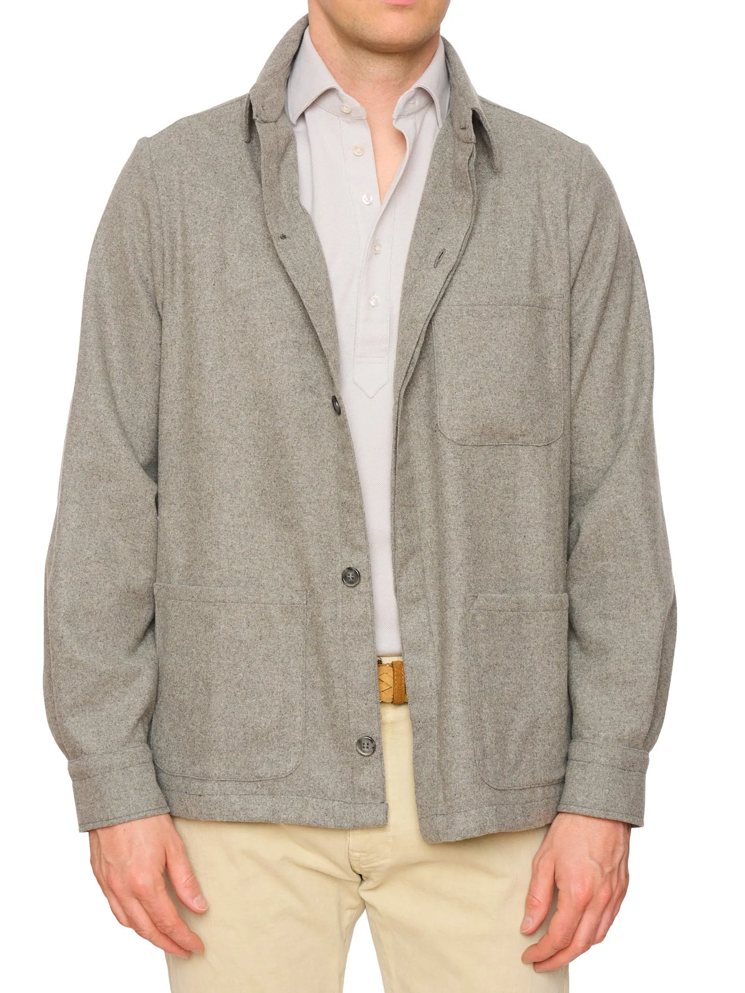 PIETRA SALATA Napoli Chester Gray Wool Utility Jacket NEW Slim