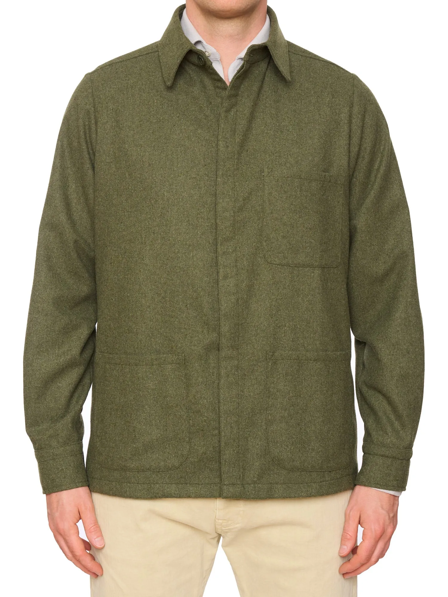 PIETRA SALATA Napoli Chester Green Wool Cashmere Utility Jacket NEW