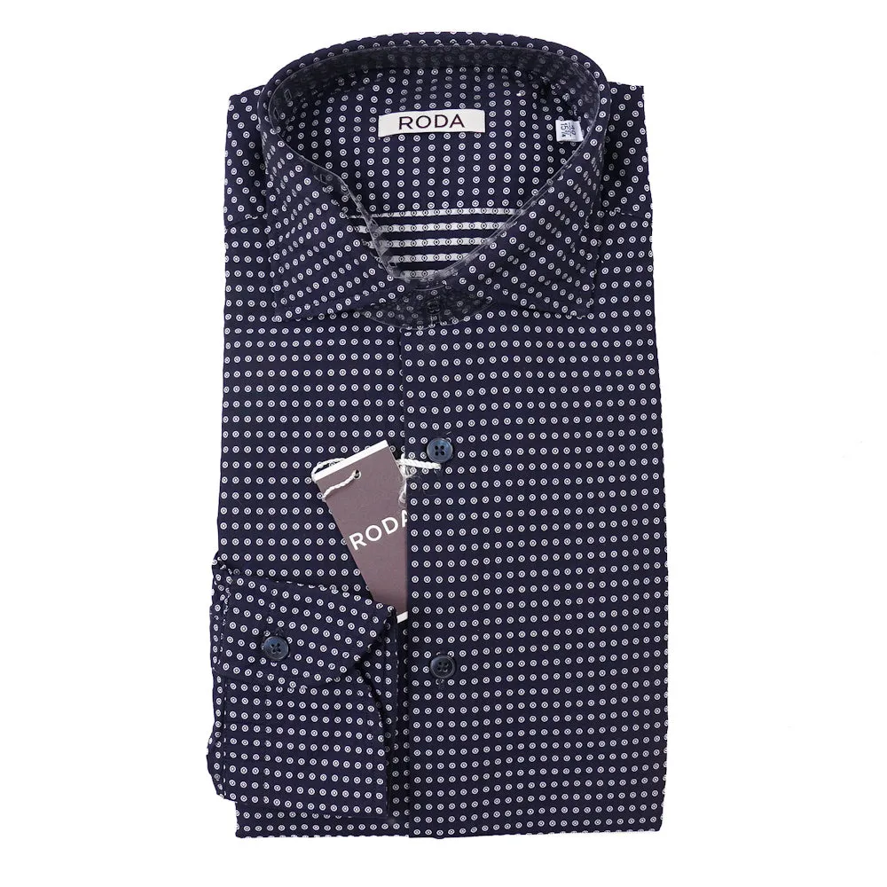Roda Navy Dot Pattern Cotton Shirt