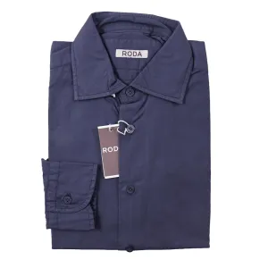Roda Slim-Fit Navy Blue Cotton Shirt